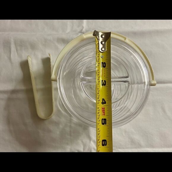 Vintage MCM Plastic Ribbed Ice Bucket w Cream Handle and Tongs EVC. - Picture 8 of 11